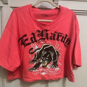 Ed Hardy Coral Panther Tattoo Graphic Tee
